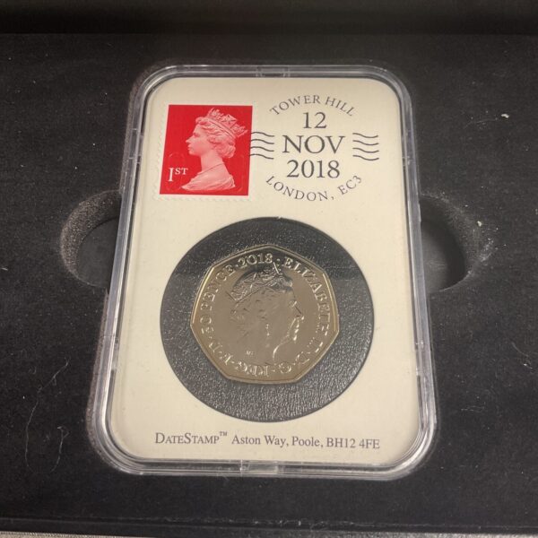 The UK 2018 50p Date stamp issue snowman 50p