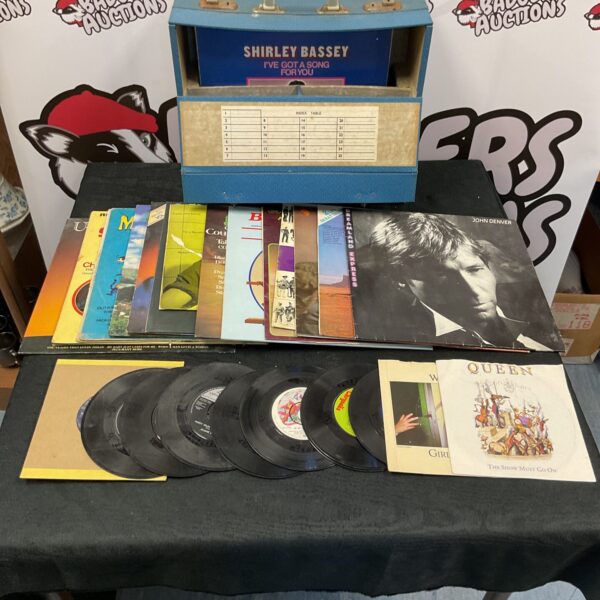 Box of mixed 12” and 7” including queen and John Denver