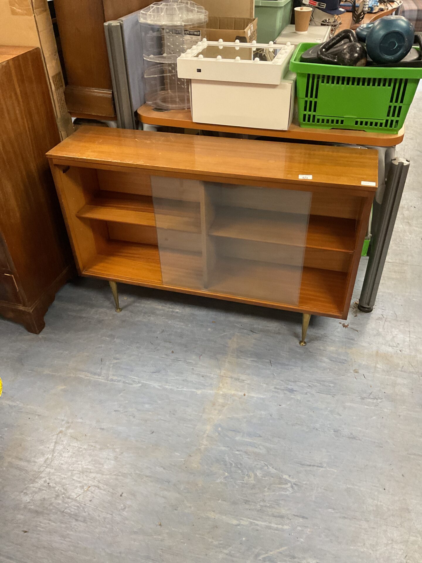 423 Teak glass fronted display cabinet
