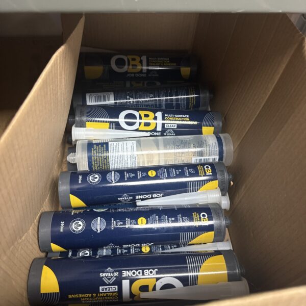 OB1 clear silicone sealant tube for construction and DIY projects.