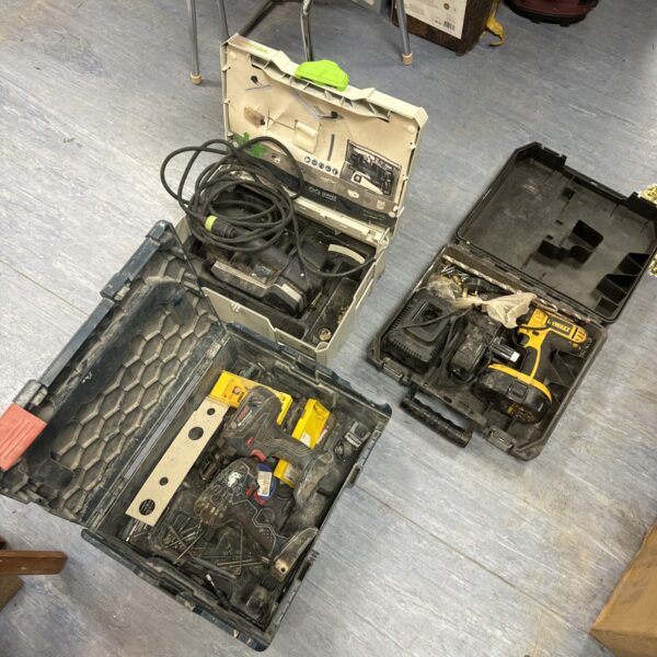 Dewalt power tool spares and repair lot with drill.