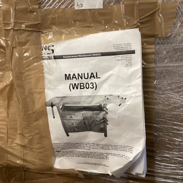 New rubberwood workbench model WB03 in original packaging.