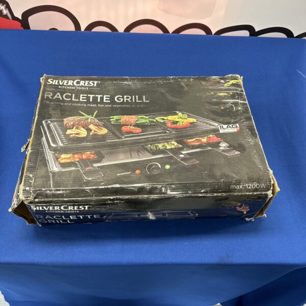 Unused Silvercrest raclette grill for tabletop cooking and cheese.
