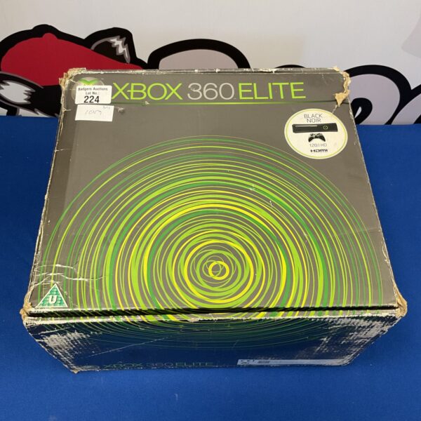 Boxed Xbox 360 Elite gaming console, a collectible retro gaming item.