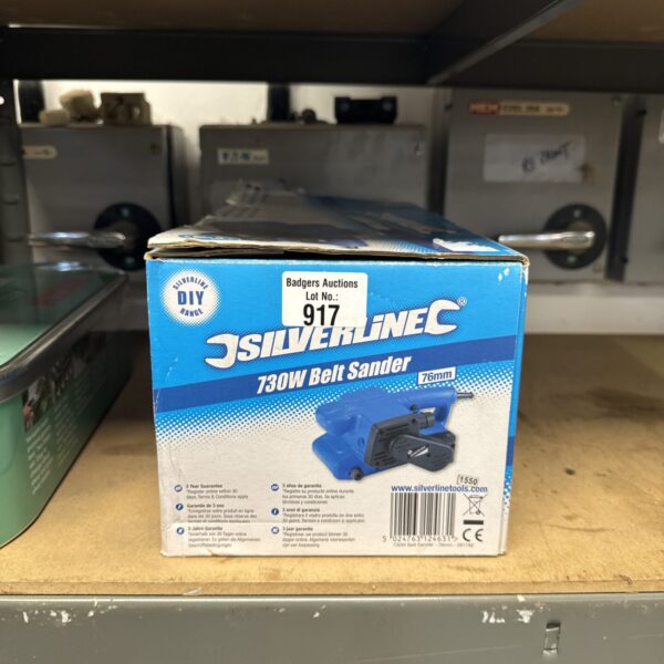 Silverline 730w belt sander in original packaging, DIY power tool.