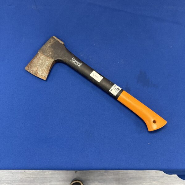 Vintage Wilkinson hand axe with wooden handle.