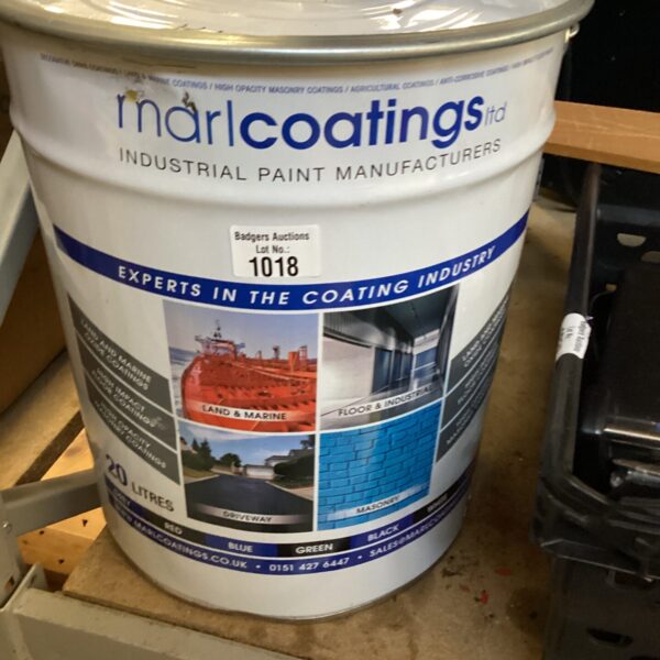 Marlcoating 20L outdoor paint container for garden and DIY projects.