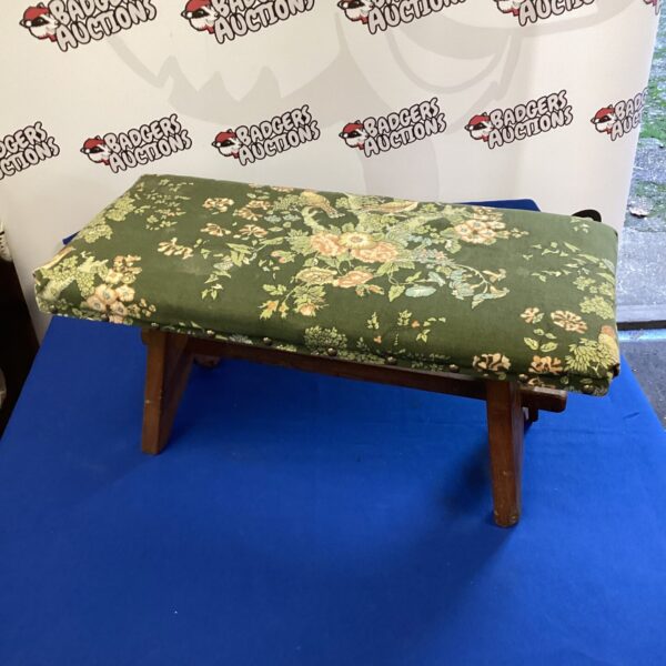 Vintage floral upholstered child's bench, charming hall seat.