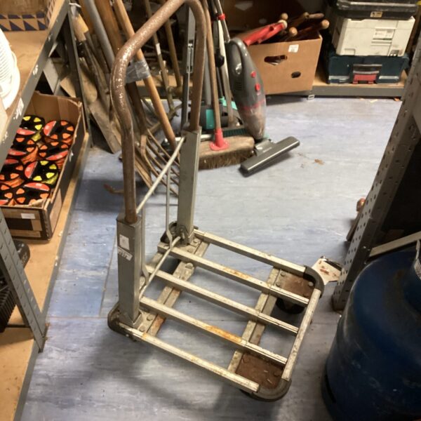 Metal folding heavy duty trolley for transporting heavy loads.