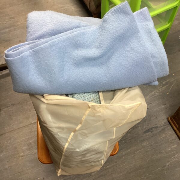 Stack of soft fleece blankets in a blanket lot.