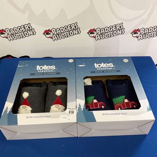 Pair of Totes Toasties mule slippers for indoor comfort.