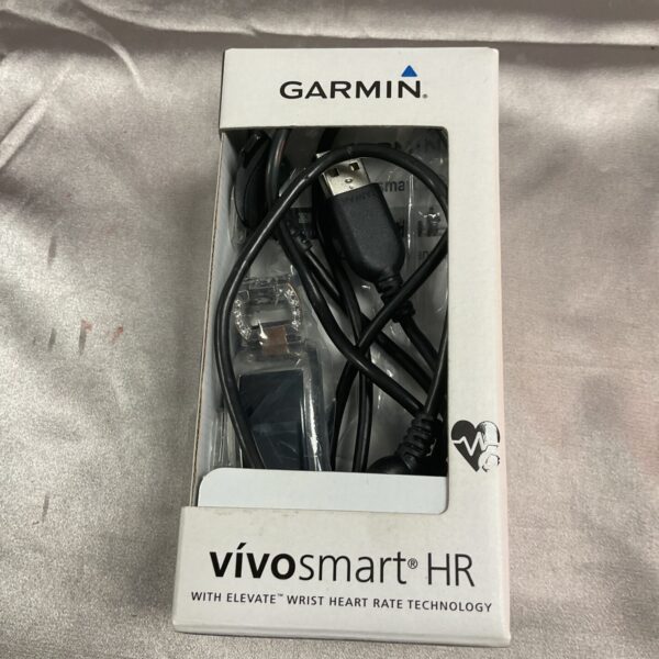 Garmin Vivosmart HR fitness tracker displayed in packaging.