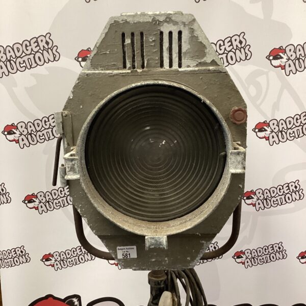 Front view of a vintage GEC Z144 spotlight with stand.