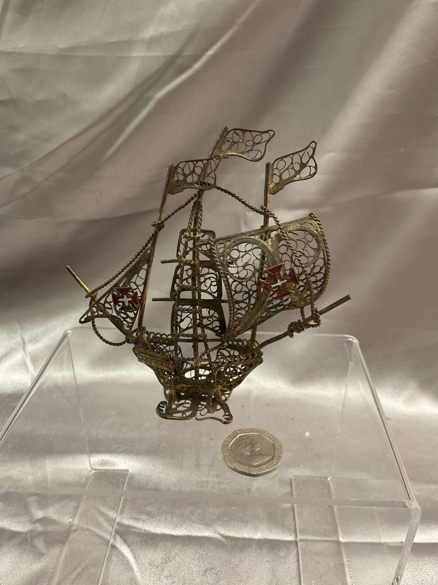 762 Brass wire work Portuguese Galleon