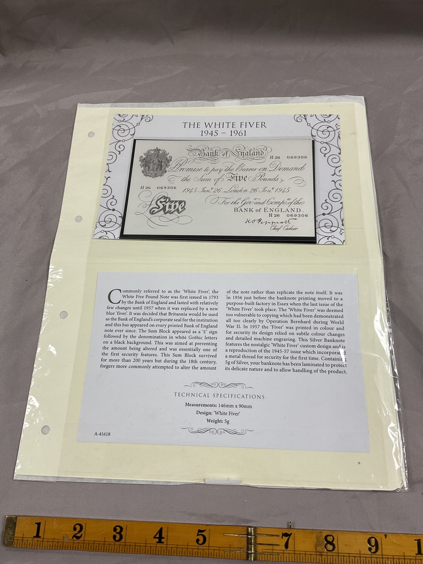 840 Silver White Fiver Banknote 5g