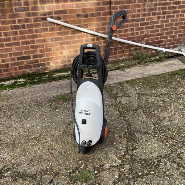 Stihl RE 116K pressure washer for garden cleaning and outdoor use.