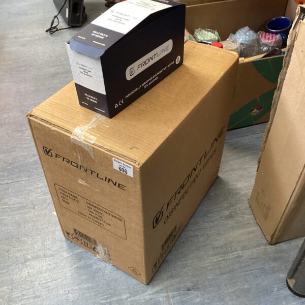 Box of Frontline disinfectant wipes for cleaning and sanitisation.