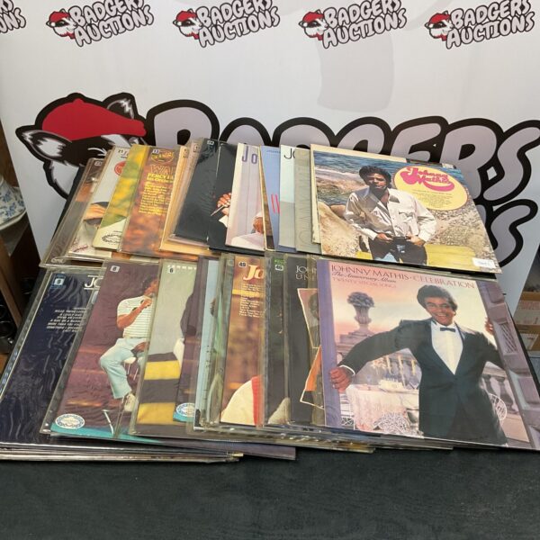 Large lot of vintage Johnny Mathis vinyl records for collectors.