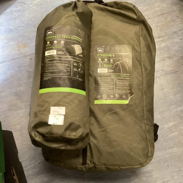 Arei Kingdom 4 tent with Connect Tech Garage, outdoor camping gear.