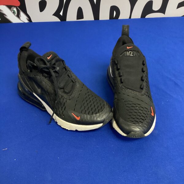 Black and red Nike Air Max trainers size 3.5 for kids.