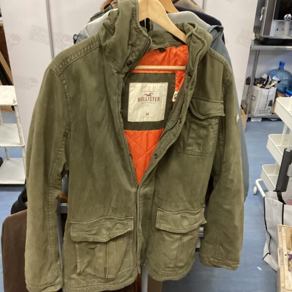 Olive green Hollister jacket, men's medium size.