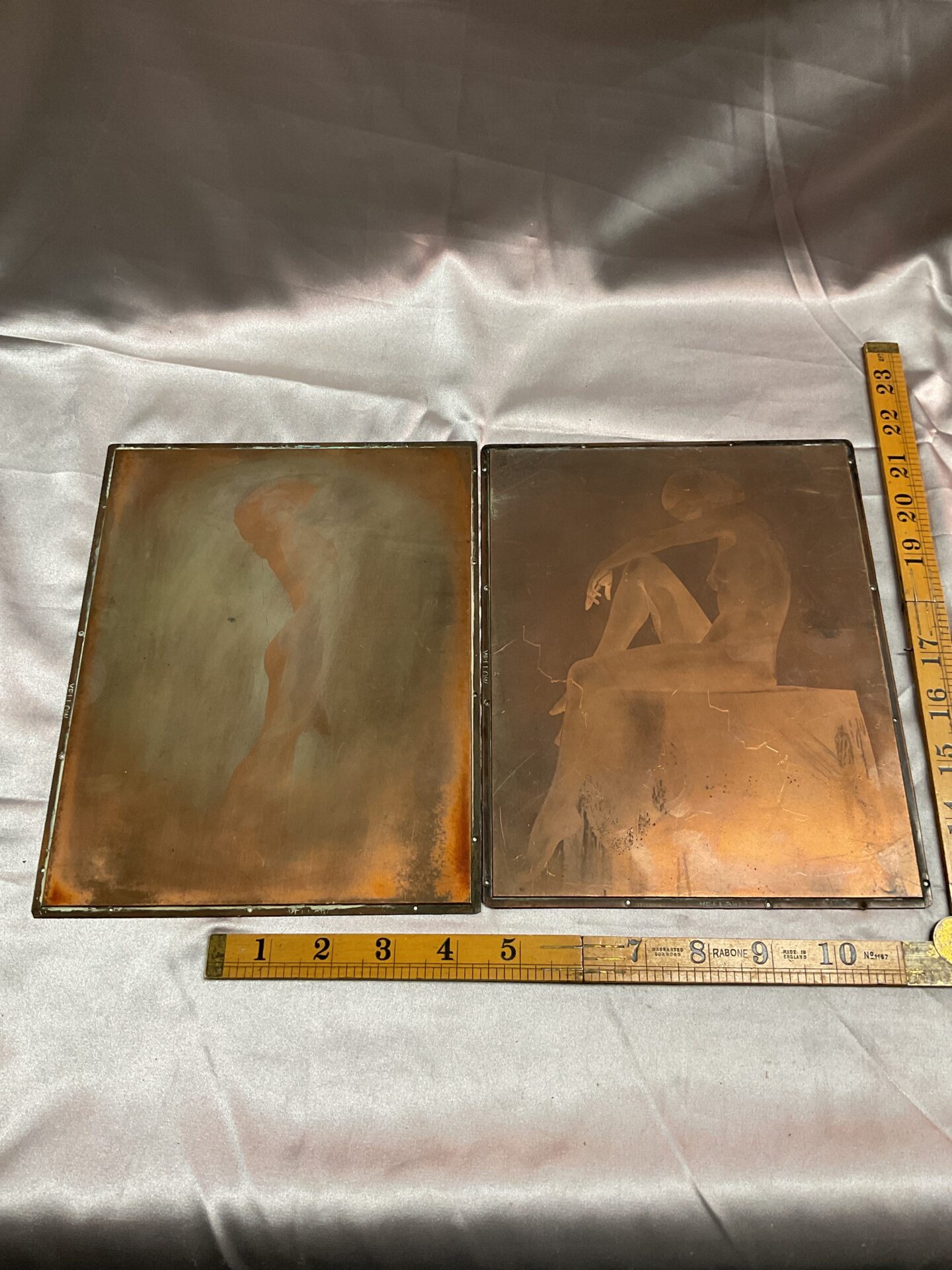 838 pair of nude lady copper print plates