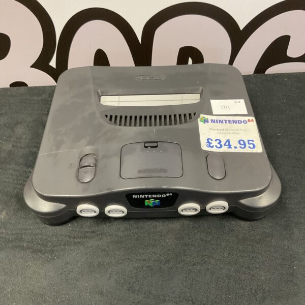 Grey Nintendo 64 console for retro gaming collectors.