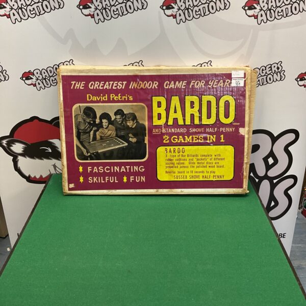 Vintage Bardo tabletop game with wooden playing surface and cues.