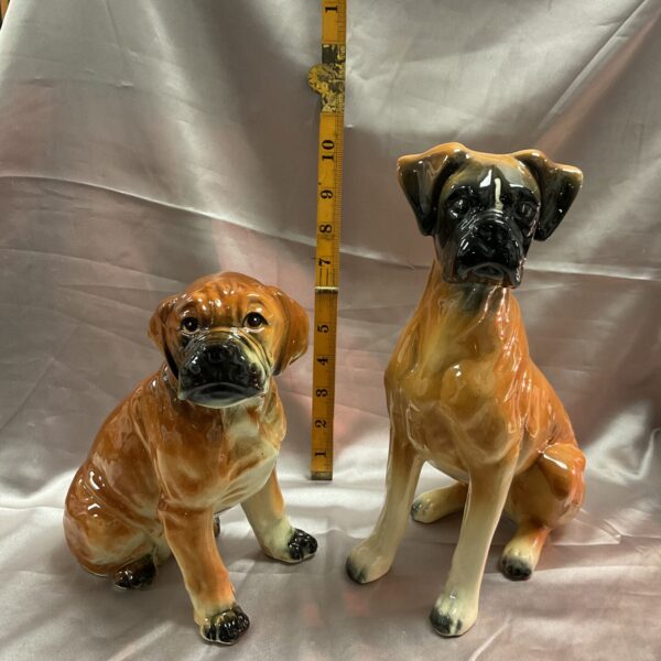 Vintage pair of English china Boxer dog figurines.