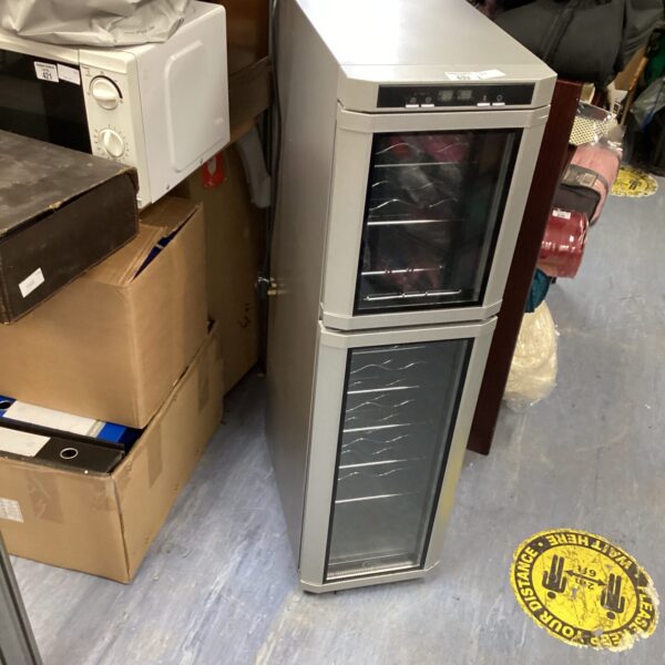 Front view of a freestanding wine fridge for spares or repair.