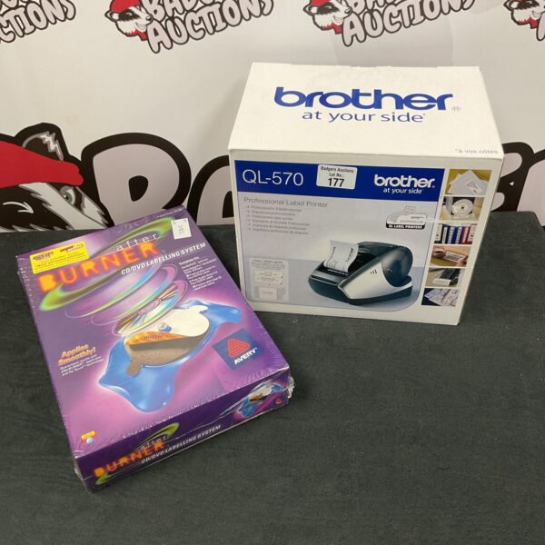 Sealed Brother QL-570 label printer with After Burner CD/DVD system for professional labelling.