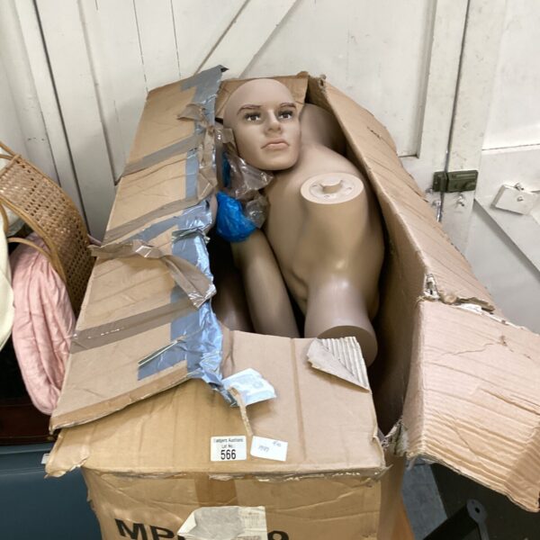 New mannequin torso in original packaging with stand.