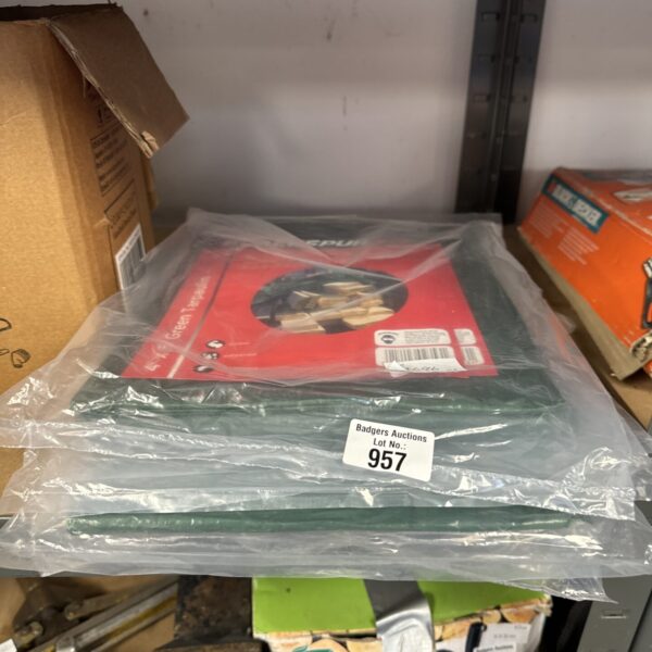 Lot of six new Blackspur tarpaulins for garden and DIY projects.