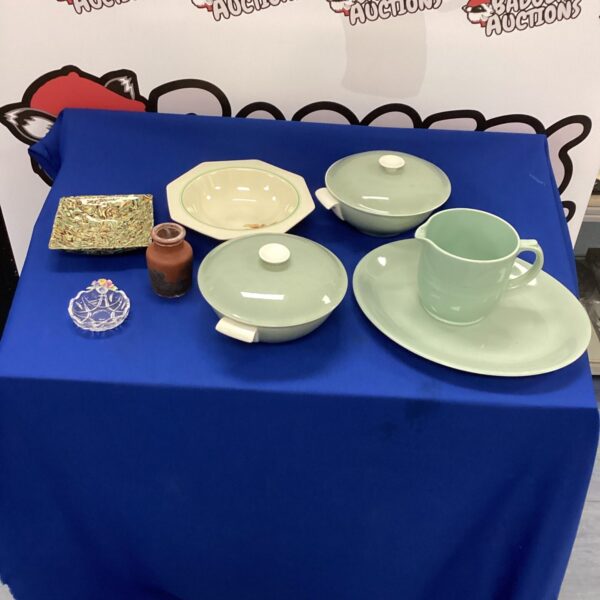Vintage pottery collection featuring Denby and Poole ceramics.
