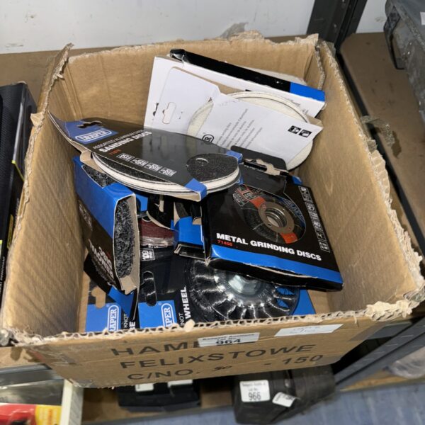 Assorted grinding discs in original packaging for metal cutting.