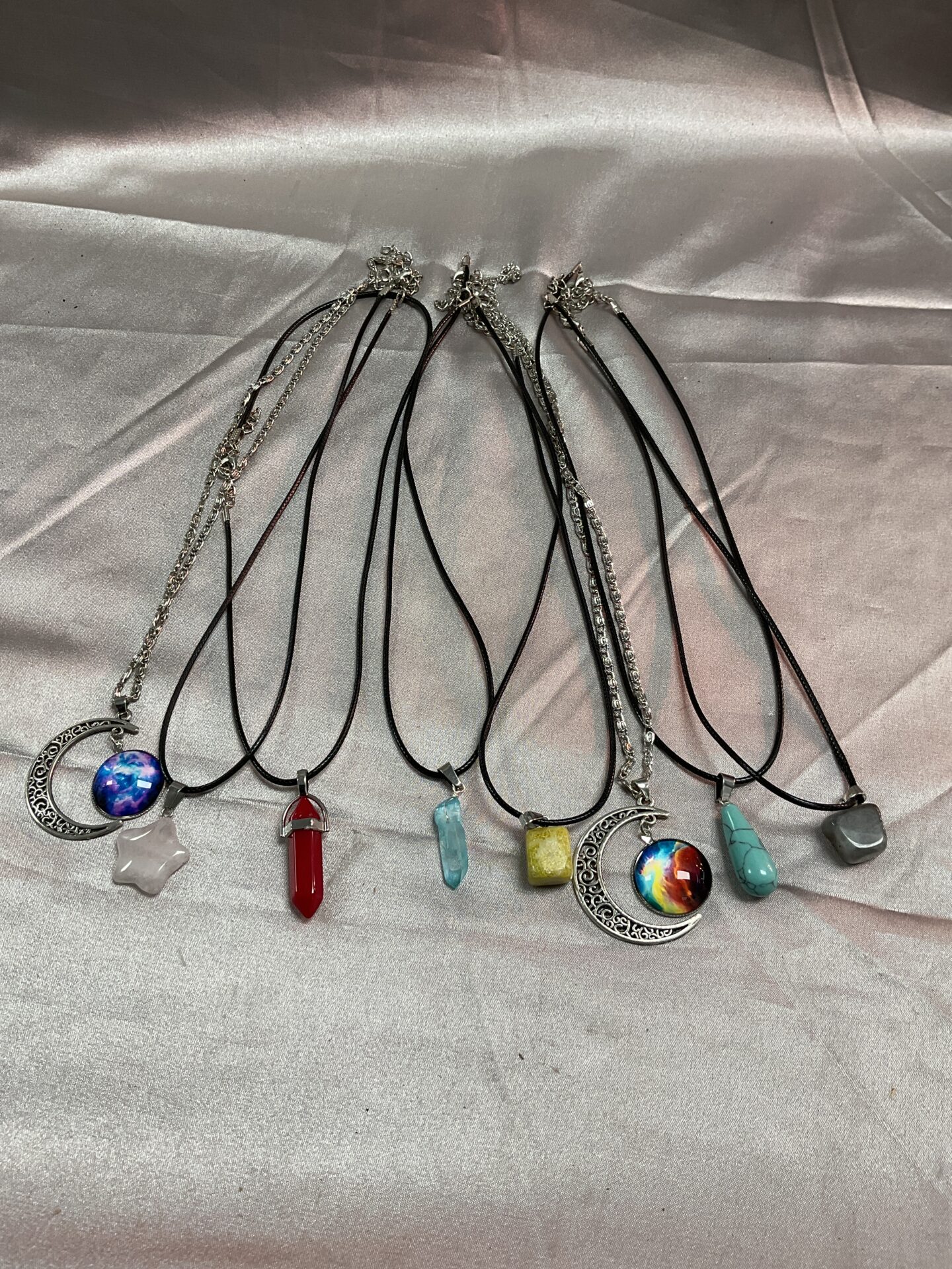 734 Eight Stone and crystal necklaces