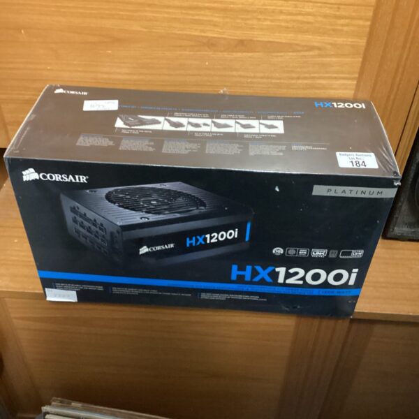 Sealed Corsair HX1200i 1200W power supply unit in box.