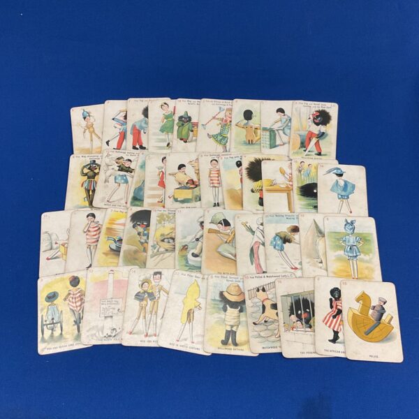 Antique Sarah Jane, Peg and Golly playing cards, partial set.