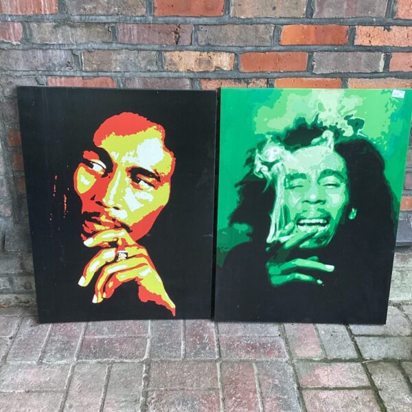 Vibrant Bob Marley canvas print, reggae music wall art.