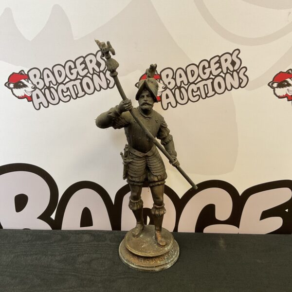 Vintage Spanish conquistador sculpture in full armour.