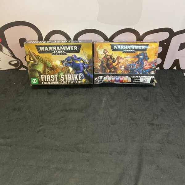 Warhammer 40000 First Strike set with paint set, tabletop wargame.