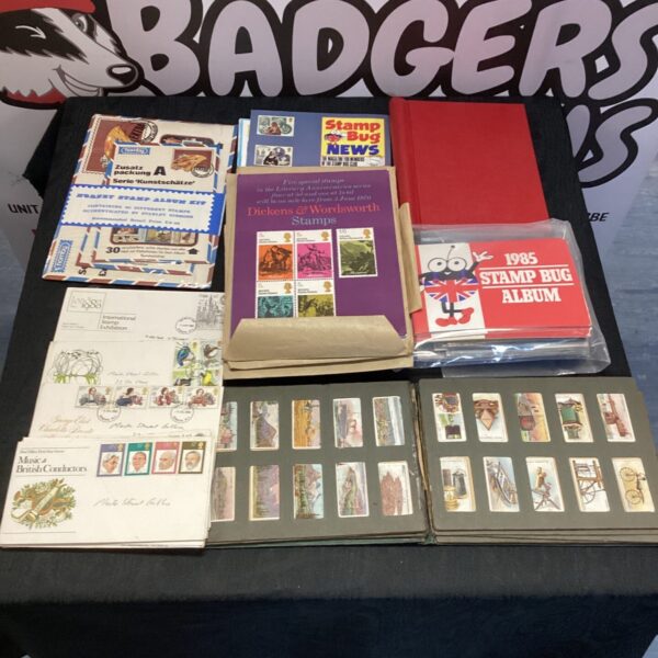 Vintage stamp collection with album and first day covers.