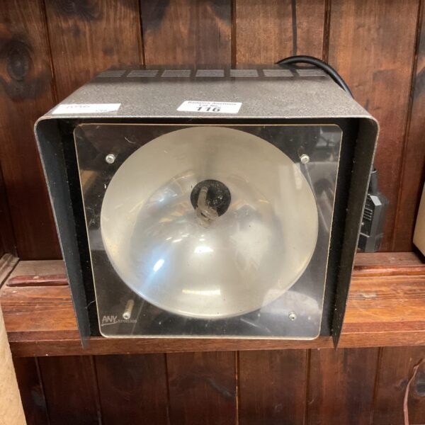 Vintage Anytronics strobe light with reflector for disco or stage.
