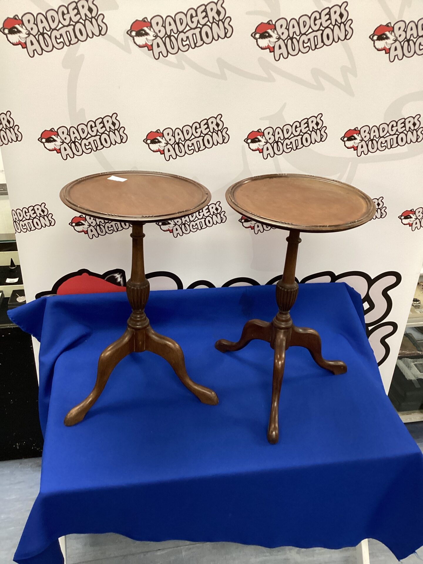 458 Two Vintage Mahogany Wine Tables