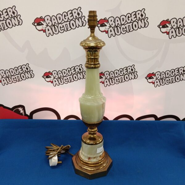 Vintage 1930s marble table lamp with brass accents.