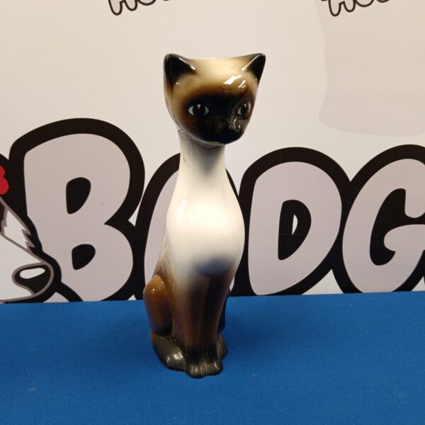 Vintage Trentham Art Ware porcelain cat figurine, black and white.