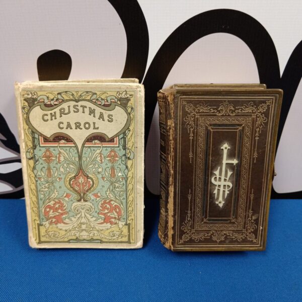 Antique Victorian Christmas carol book and church service book pair.