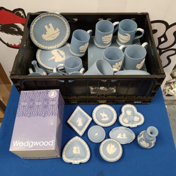 Large collection of antique Wedgwood Jasperware pottery and ceramics.