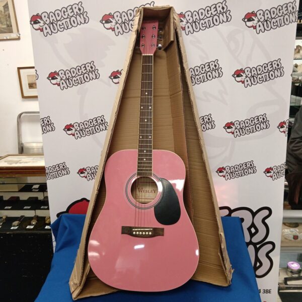 Pink Wesley AG360 acoustic guitar in good condition.