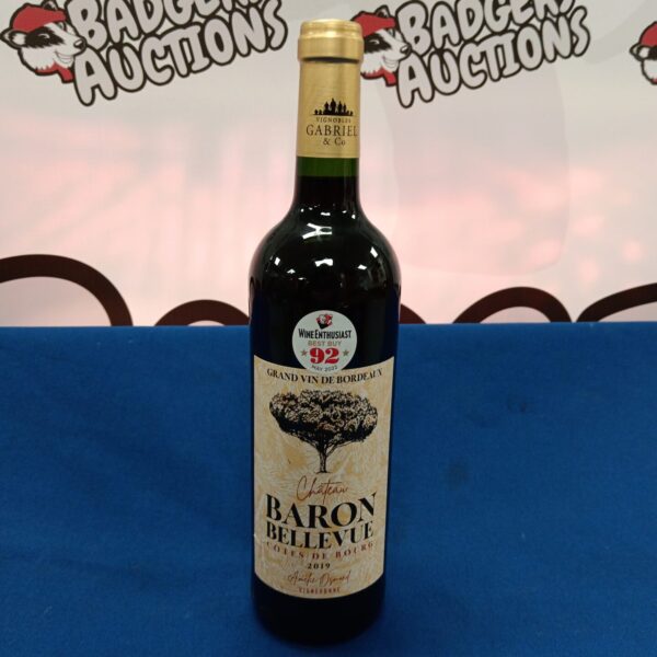 Chateau Baron Bellevue Cotes de Bourg 2019 wine bottle, a French red wine.